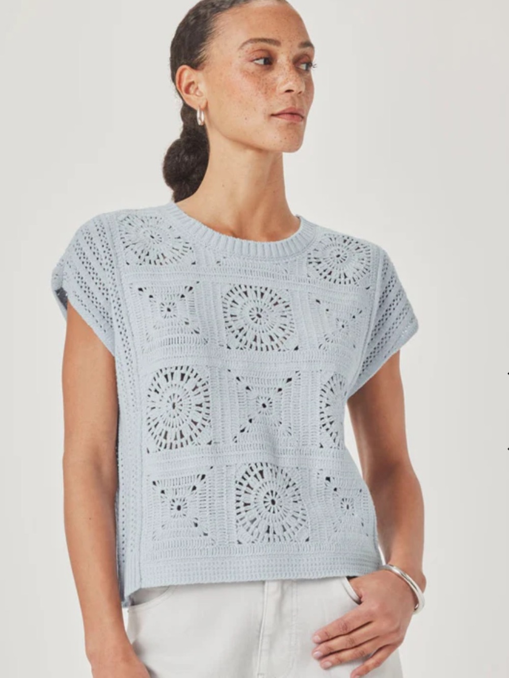 Splendid Light Blue Cropped Knit Sweater Vest - Picture 6 of 14